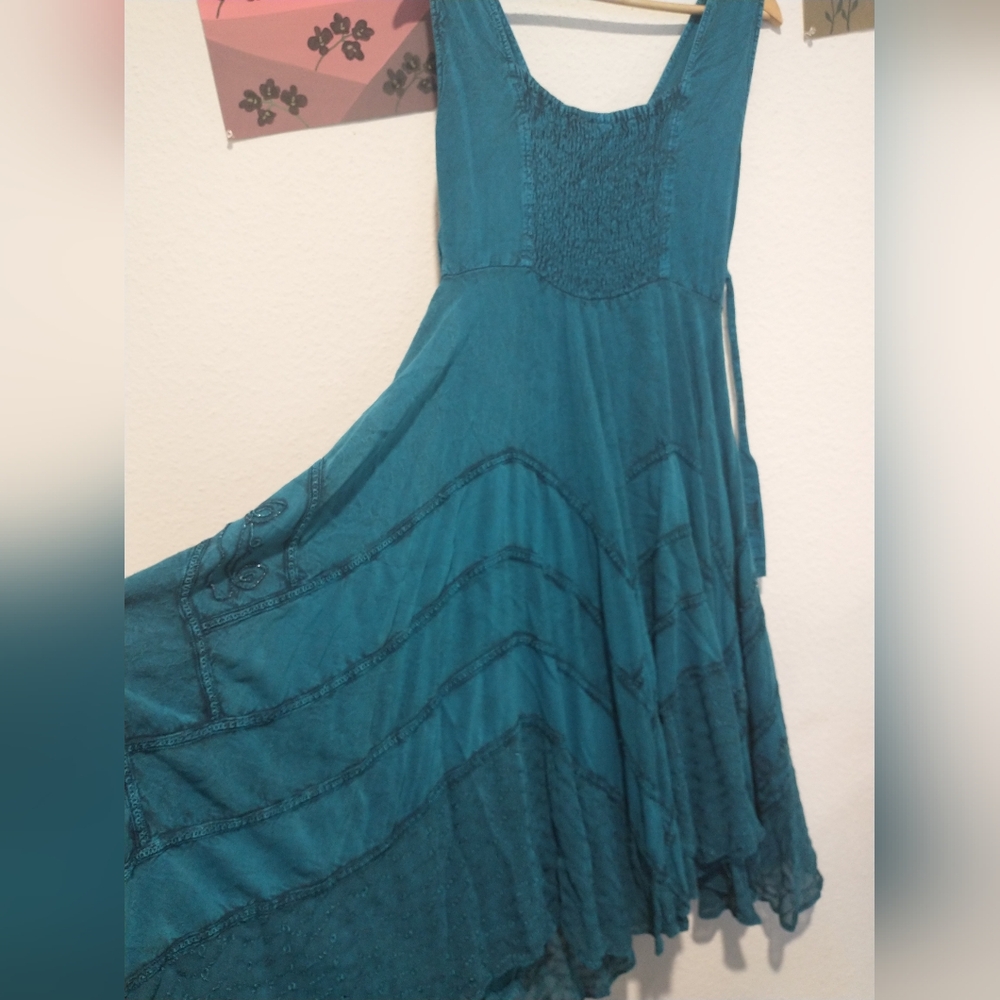 Sakkas Sundara Advance Apparels Stonewashed Rayon Embroidered Dress - Picture 6 of 7